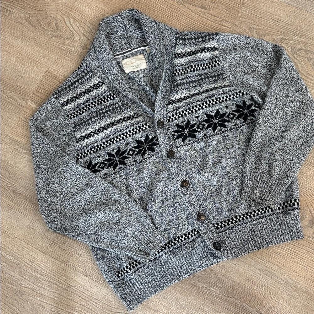 Weatherproof Vintage Gray‎ Nordic Shawl Collar Cardigan Sweater Womens L